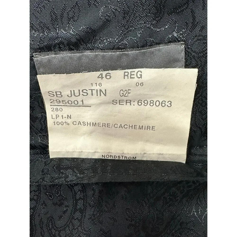 J.P. Tilford Samuelsohn 100% Loro Piana Worsted Cashmere Sport Coat Black 46R